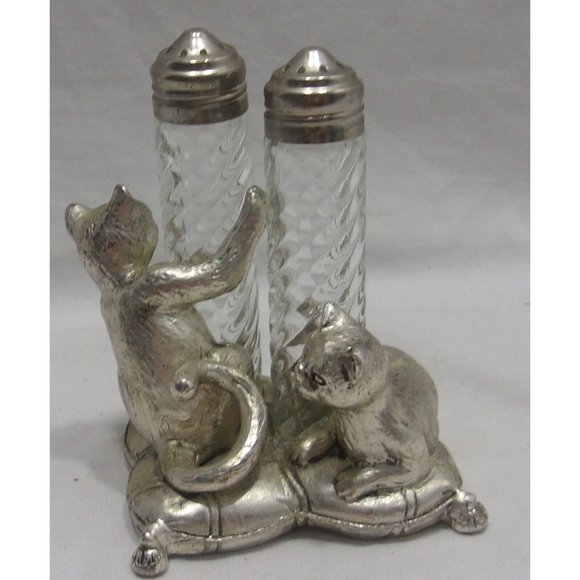 VTG Arthur Court Silver Plated Kitty Cats Kittens Playing Salt & Pepper Shakers - Picture 3 of 8